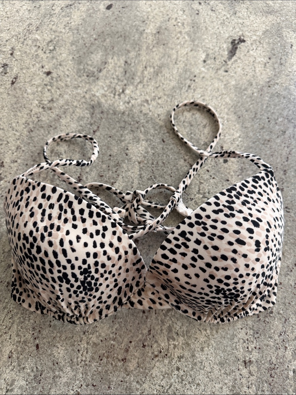 Hollister Beige and Black Spotted Underwear Bikini Top